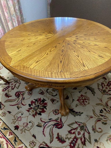 オーバルにもなる6人掛けダイニングテーブルセット（輸入家具）