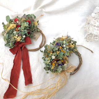 受注制作ユーカリと紫陽花と花々のリース 受注制作ユーカリと紫陽花と花々のリース