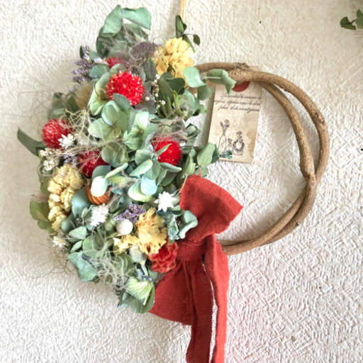 受注制作ユーカリと紫陽花と花々のリース