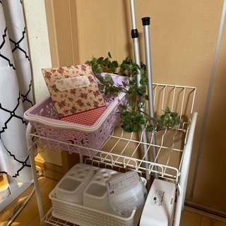 水切り棚　お尻拭き入れ　紫カゴ　ミニアルバム