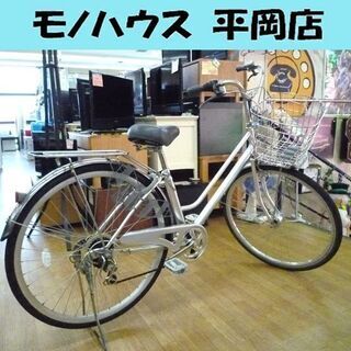 DCM 自転車 27インチ シティサイクル ママチャリ シルバー...