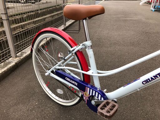 自転車 軽快 ホワイト/レッド　24インチサイズ