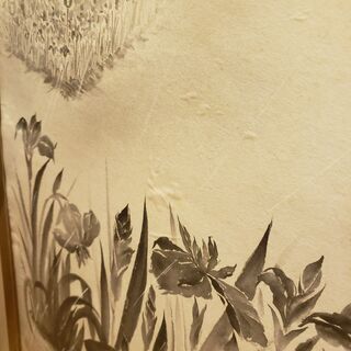 日本画 額付き　アヤメ　花菖蒲　墨絵　絵画①の画像