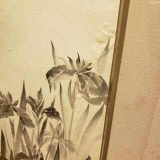 日本画 額付き　アヤメ　花菖蒲　墨絵　絵画①の画像