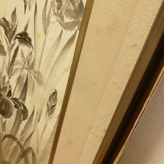 日本画 額付き　アヤメ　花菖蒲　墨絵　絵画①の画像
