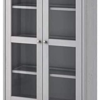 IKEA ハーヴスタ　ガラス扉キャビネット（グレー）の画像