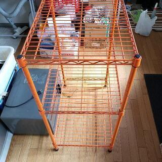 三段スチールラック(オレンジ)