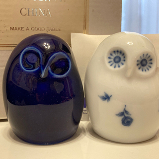 未使用☆NARUMI CHINA ナルミチャイナ フクロウ 塩コショウセットの画像