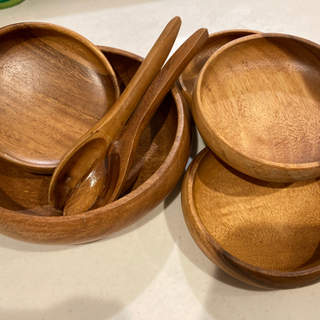 (取引決定済)木製 サラダボールセット 5点セット 大×1 小×...