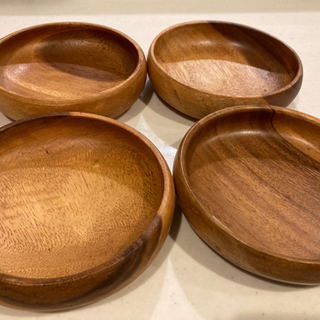 (取引決定済)木製 サラダボールセット 5点セット 大×1 小×4 スプーン2本 オシャレ の画像