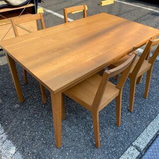 シンプルデザインが個性的！【愛品館 江戸川店】　無印　良品計画　ダイニングテーブル5点セット　ダイニングセット　ID:152-007744-007　配送可＆代引き配送可の画像