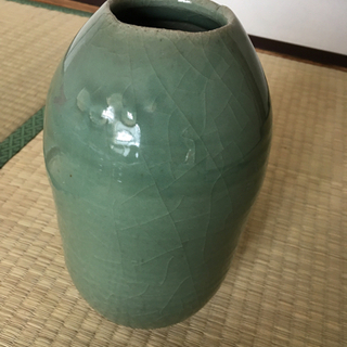 青磁　花瓶　共箱　印付き　榮一作の画像
