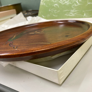 新品　おぼん　プレート　後藤塗　サイズ幅約28cm丸　厚み約2.5cm の画像