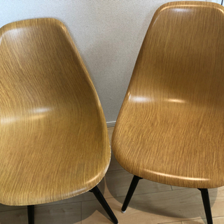 木目調イームズチェアリビング チェア 2脚セット 