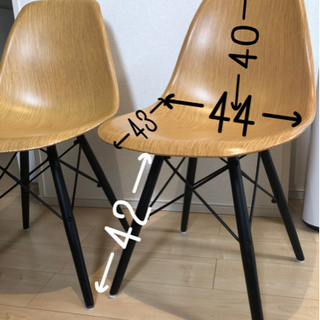 木目調イームズチェアリビング チェア 2脚セット の画像