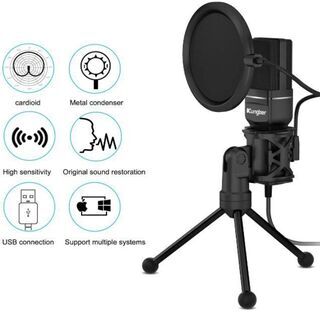 【新品・未使用】PC マイク USBマイク PS4 マイク マイクセット 単一指向性 防振構造 専用三脚 ポップガード マイクショックマウント マイクスタンド 高音質 録音 生放送 YOUTUBE ゲーム実況 Windows/Mac/PS4対応の画像