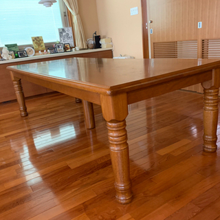 【自宅引取】大きいウッドダイニングテーブル　10人掛け　239センチ×99センチの画像