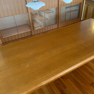 【自宅引取】大きいウッドダイニングテーブル　10人掛け　239センチ×99センチの画像