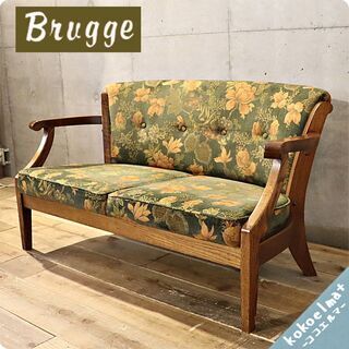 MITSUKOSHI(三越家具)の高級家具、Brugge（三越ブルージュ）の「HD1112 」オーク材2Pソファです。英国カントリースタイルの上品でクラシックなデザインの2人掛けソファーです。BH617
