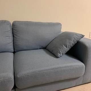 おしゃれなデニム風2人用ソファ（クッション2個付き）