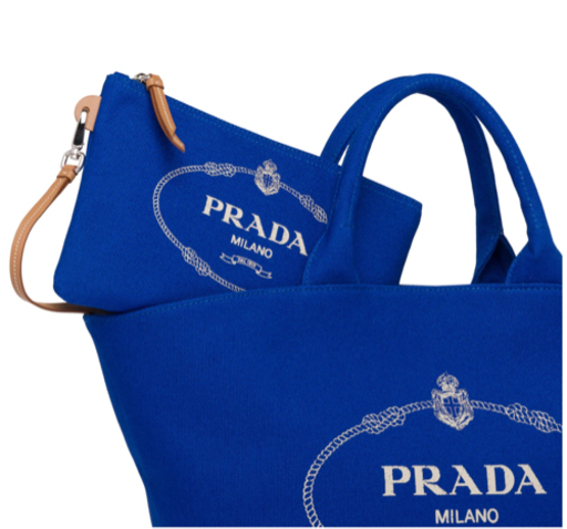【極美品】国内正規　プラダ　カナパ ファブリック ハンドバッグ　ブルー PRADA トートバッグ CANAPA