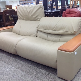 MARUICHI ベージュ レザー(合皮) リクライニング 2人掛けソファー