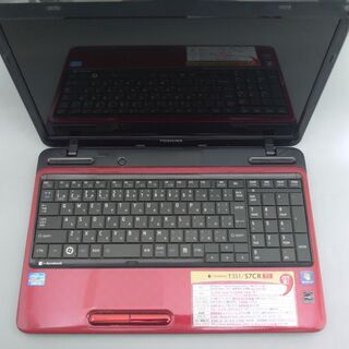 即使用可能 赤色 ノートパソコン 中古良品 15型ワイド TOSHIBA 東芝 T351/57CR Core i5 4GB 750GB Blu-ray 無線LAN Windows10 Officeの画像