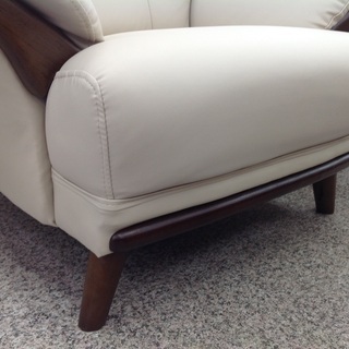 アイボリー レザー(合皮) 1人掛けソファー【9650006】