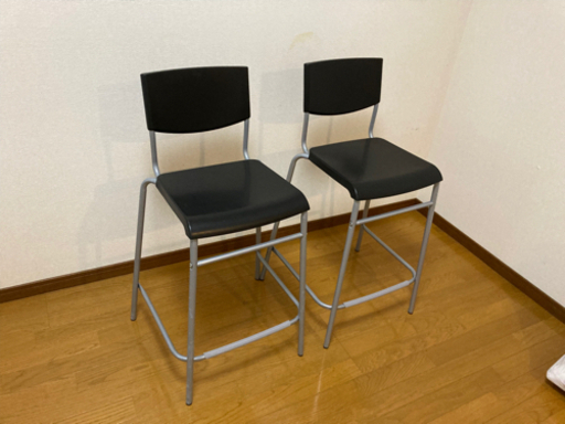 カウンターチェア　美品　2個　スチール　椅子　イス