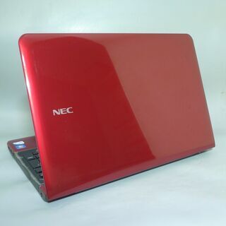 レッド ノートパソコン 中古美品 15.6型ワイド NEC PC-LS150HS6R Pentium 4GB 750GB DVDマルチ 無線LAN webカメラ Windows10 Officeの画像