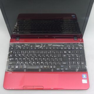 レッド ノートパソコン 中古美品 15.6型ワイド NEC PC-LS150HS6R Pentium 4GB 750GB DVDマルチ 無線LAN webカメラ Windows10 Officeの画像