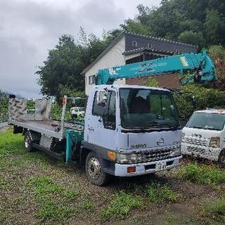 最強　日野レンジャークレーン付き積載車セルフローダー　交換交渉　積載車でしたら下取りも可能の画像