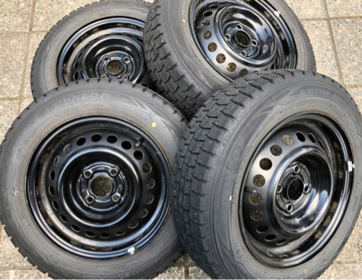 ★バリ山！9.5分山 スチールホイール 14×5.5J スタッドレスタイヤ ダンロップ WINTER MAXX WM01 165/70R14 14インチ 4本セット フィット 他 冬用
