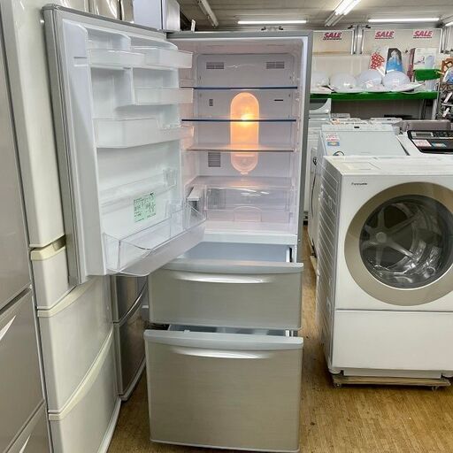 美品【 Panasonic 】パナソニック 321L 3ドア冷蔵庫 エコナビ搭載 自動製氷機付き 手が届く低め約160cm NR-C32DML