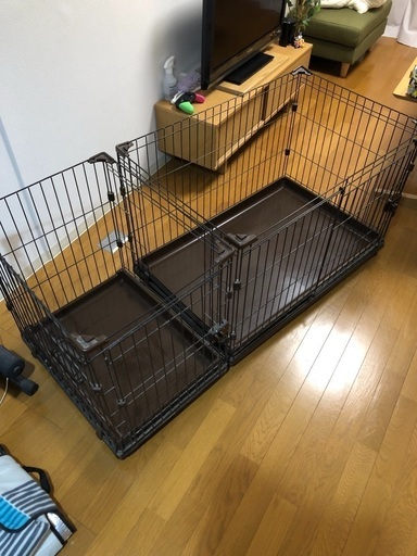 アイリスオーヤマの犬のサークル＆木製ペットハウス　セット