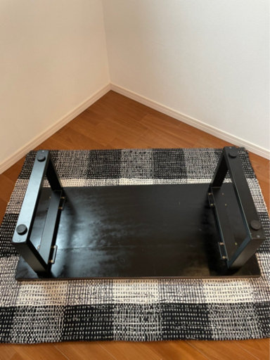 ホオの木×レジンテーブル　オシャレ　テーブル　青　98.5ｃｍ　天然木 未使用品