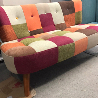 ローソファ 2人掛け コンパクト パッチワーク ソファー 2人掛け かわいい パッチワーク パッチワーク