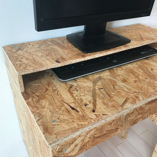 ハンドメイド　机　パソコン机　パソコン用　OSB合板　自作机　DIYの画像