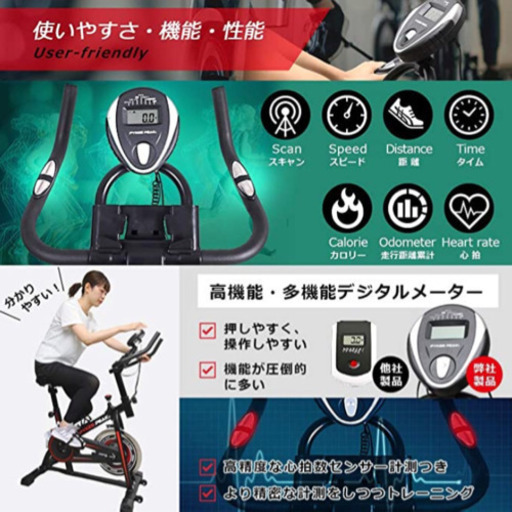 【美品】スピンバイク　トレーニング　筋トレ　有酸素運動　ホワイトブラック