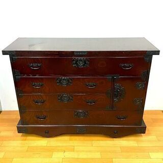 筑後民芸 車箪笥 タンス ローチェスト キャスター付き 欅 ケヤキ /SL2