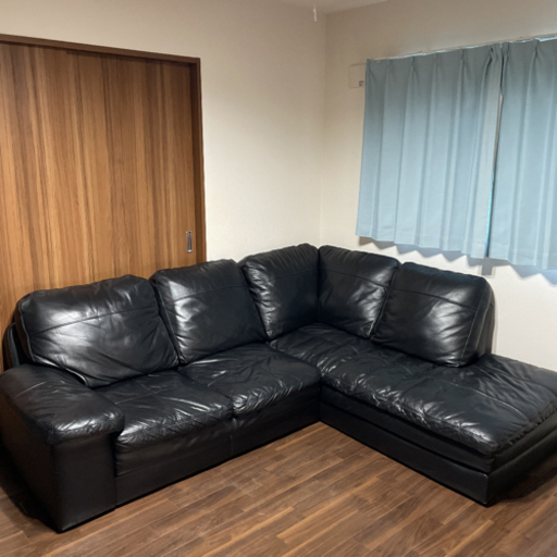 【9月20日まで】★ニトリ本革コーナーソファー★(Sステイツ BK-L)