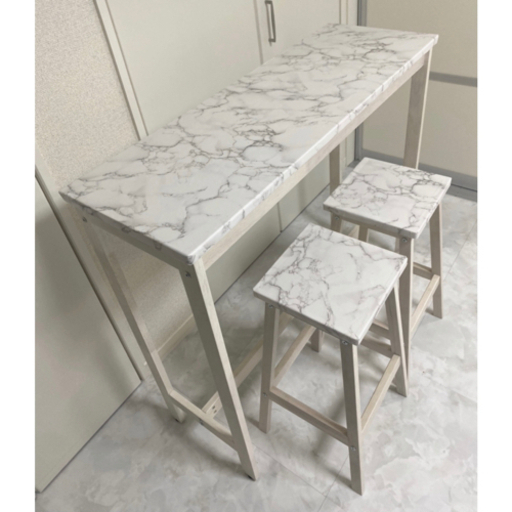 大理石調カウンターテーブル・スツールset
