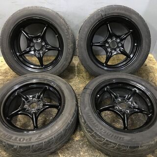 【BS POTENZA RE-71R 195/55R15】【無限 RNR 15インチ6.5J4HPCD100+45】希少絶版廃盤 軽量 シビック インテグラ フィット等　(VTG386) クレジットカード QR決済可能