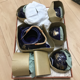 急須　湯呑み×５つ　茶たく付き