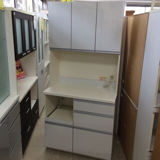 J641 パモウナ Pamouna キッチンボード 食器棚 ホワイト 900×505×1930