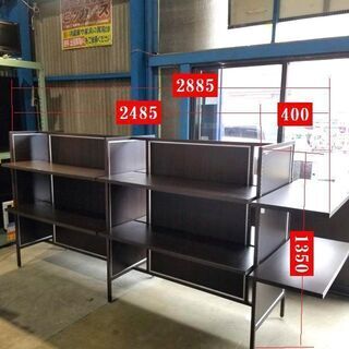 B パネルディスプレー ディスプレイ什器 2連結 陳列棚  在庫トロッコ4個付属 ダークブラウン B パネルディスプレー ディスプレイ什器 2連結 陳列棚 在庫トロッコ4個