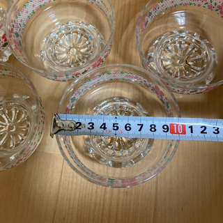 ガラス　小鉢5個　スプーン5個　花柄　ゼリー　アイス　デザートの画像