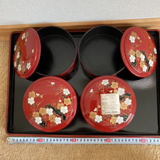 お盆　＆　ご飯入れ小鉢4個セット　山中漆器