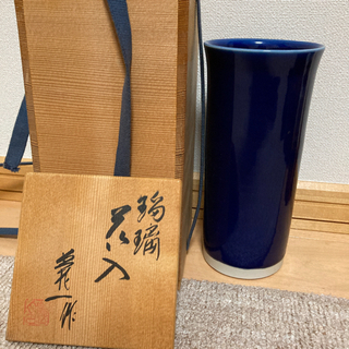 瑠璃　花入　花瓶　義一作の画像