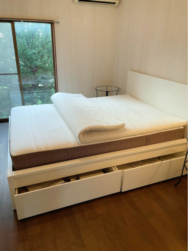 【超お買い得！ほぼ未使用】IKEA MALM マルム　引出収納付きダブルベッド